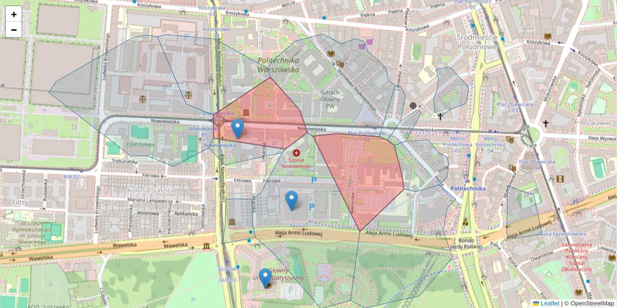 Szczegółowa mapa kodu pocztowego 00-665 z granicami, sąsiednimi kodami pocztowymi i urzędami pocztowymi