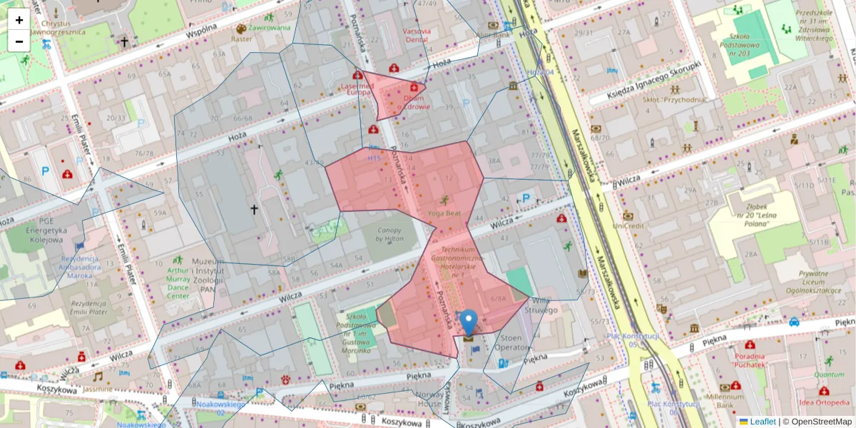 Szczegółowa mapa kodu pocztowego 00-680 z granicami, sąsiednimi kodami pocztowymi i urzędami pocztowymi