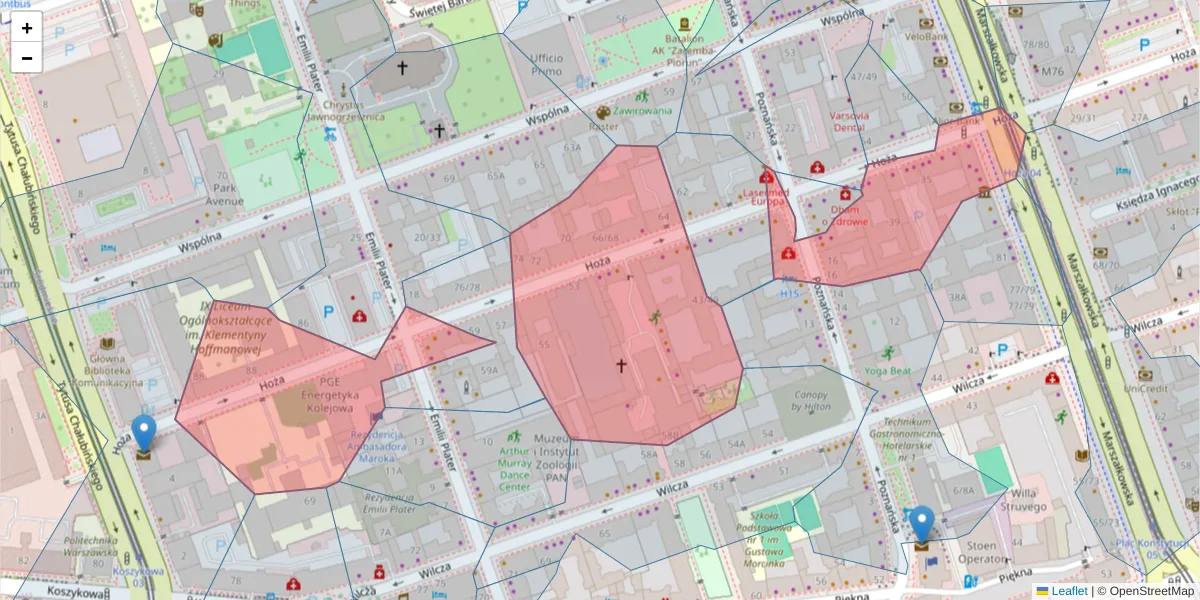 Szczegółowa mapa kodu pocztowego 00-681 z granicami, sąsiednimi kodami pocztowymi i urzędami pocztowymi
