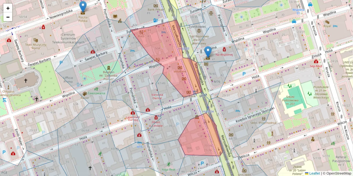 Szczegółowa mapa kodu pocztowego 00-683 z granicami, sąsiednimi kodami pocztowymi i urzędami pocztowymi