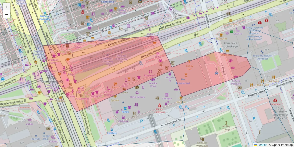Szczegółowa mapa kodu pocztowego 00-698 z granicami, sąsiednimi kodami pocztowymi i urzędami pocztowymi