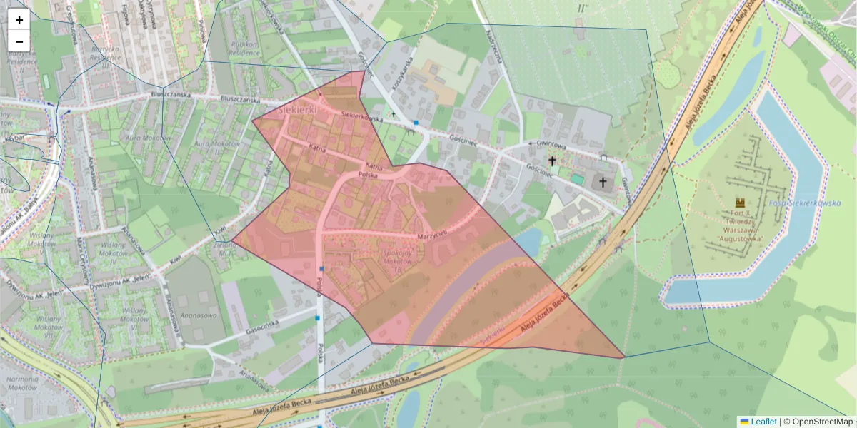 Szczegółowa mapa kodu pocztowego 00-703 z granicami, sąsiednimi kodami pocztowymi i urzędami pocztowymi