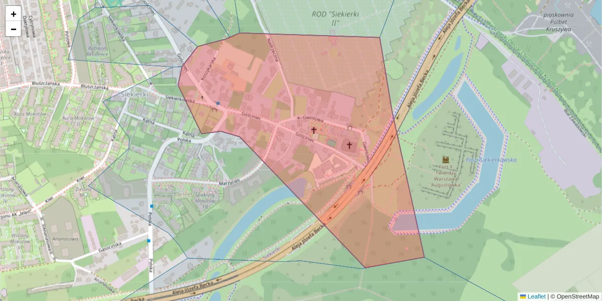 Szczegółowa mapa kodu pocztowego 00-704 z granicami, sąsiednimi kodami pocztowymi i urzędami pocztowymi