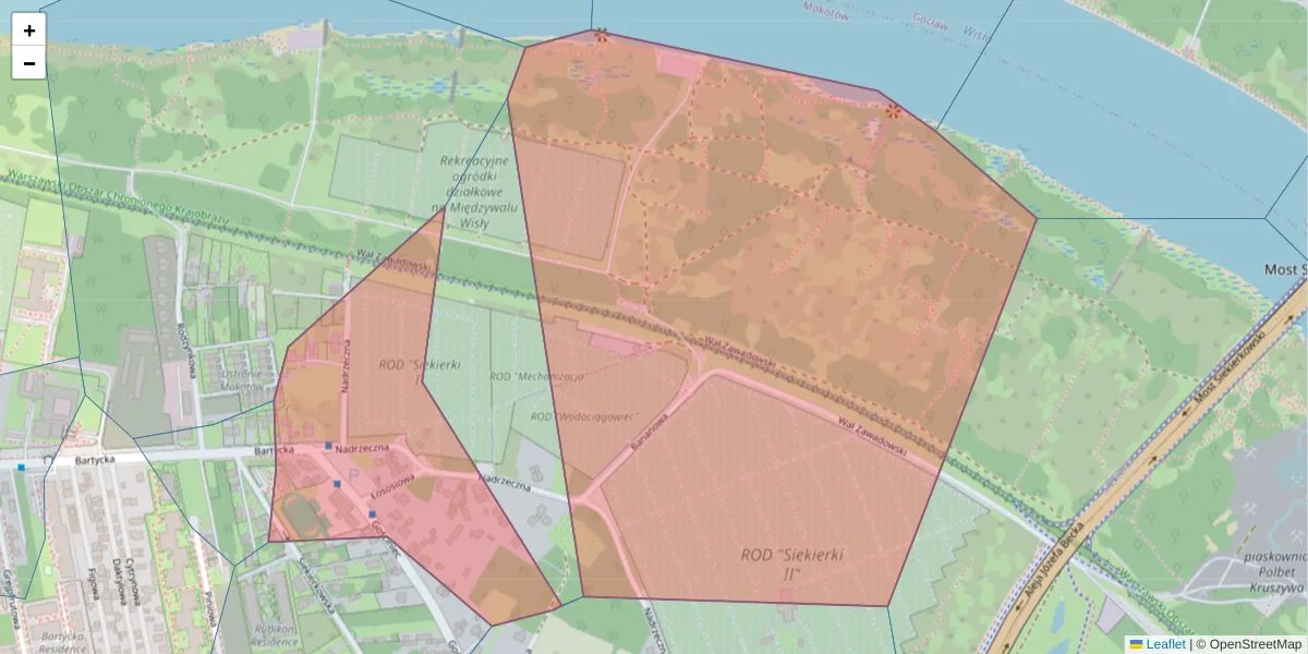 Szczegółowa mapa kodu pocztowego 00-705 z granicami, sąsiednimi kodami pocztowymi i urzędami pocztowymi