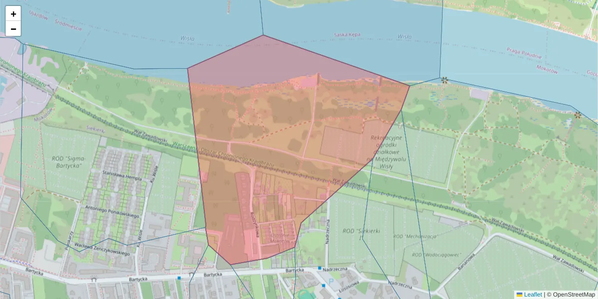 Szczegółowa mapa kodu pocztowego 00-708 z granicami, sąsiednimi kodami pocztowymi i urzędami pocztowymi