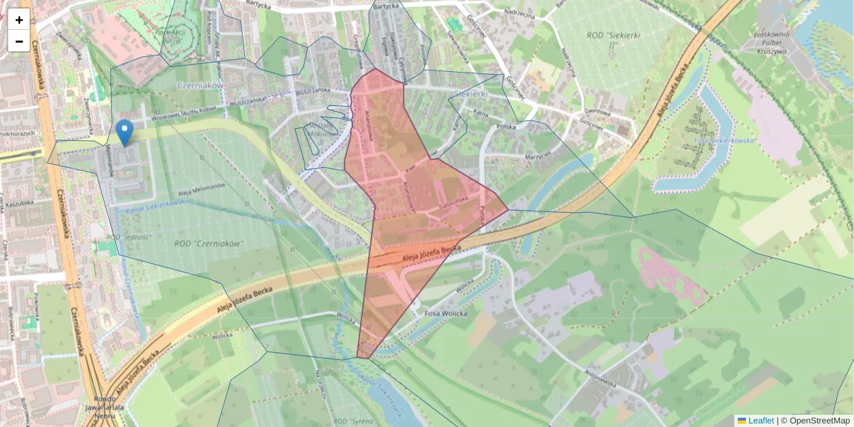 Szczegółowa mapa kodu pocztowego 00-711 z granicami, sąsiednimi kodami pocztowymi i urzędami pocztowymi