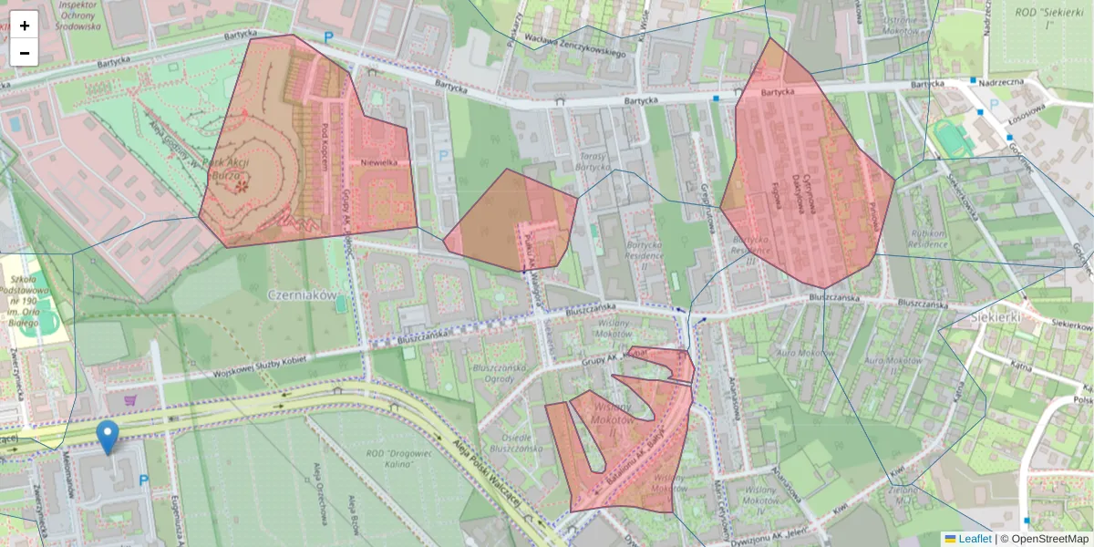 Szczegółowa mapa kodu pocztowego 00-713 z granicami, sąsiednimi kodami pocztowymi i urzędami pocztowymi