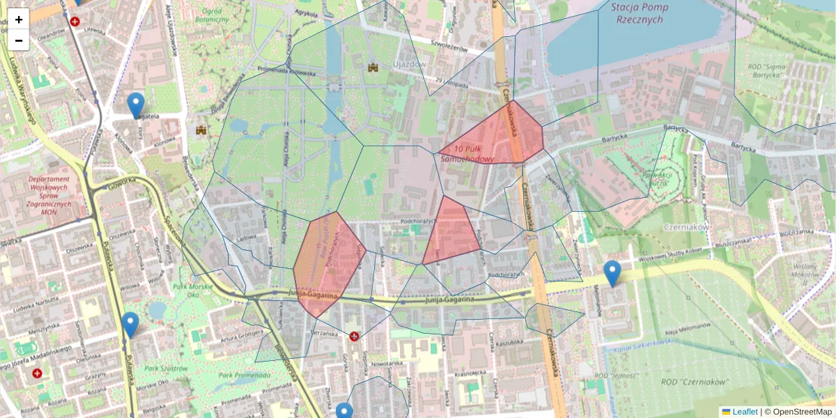 Szczegółowa mapa kodu pocztowego 00-722 z granicami, sąsiednimi kodami pocztowymi i urzędami pocztowymi