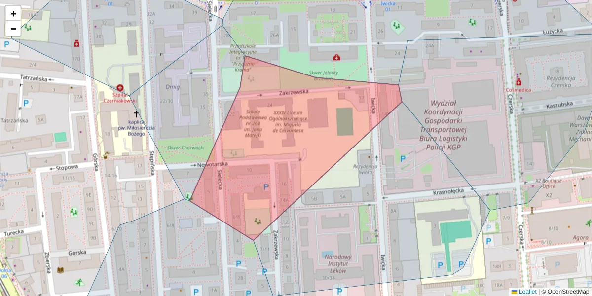 Szczegółowa mapa kodu pocztowego 00-737 z granicami, sąsiednimi kodami pocztowymi i urzędami pocztowymi
