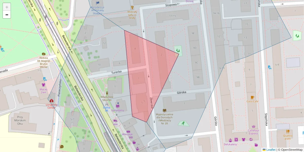 Szczegółowa mapa kodu pocztowego 00-745 z granicami, sąsiednimi kodami pocztowymi i urzędami pocztowymi