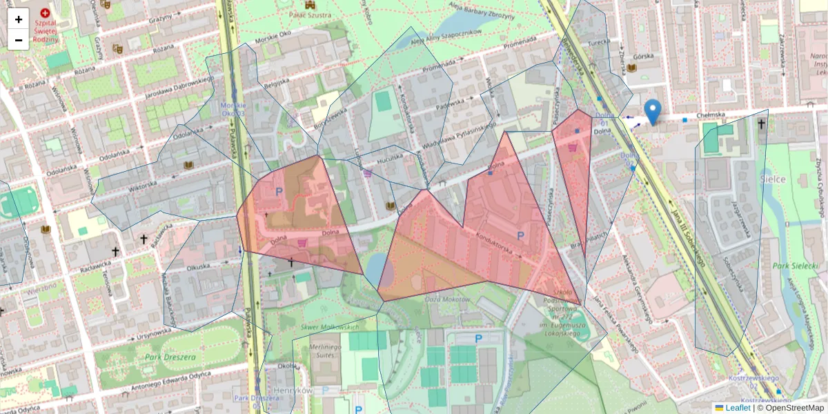 Szczegółowa mapa kodu pocztowego 00-773 z granicami, sąsiednimi kodami pocztowymi i urzędami pocztowymi