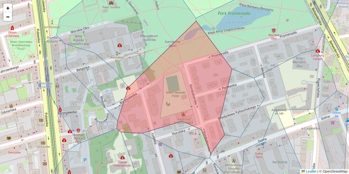 Szczegółowa mapa kodu pocztowego 00-775 z granicami, sąsiednimi kodami pocztowymi i urzędami pocztowymi