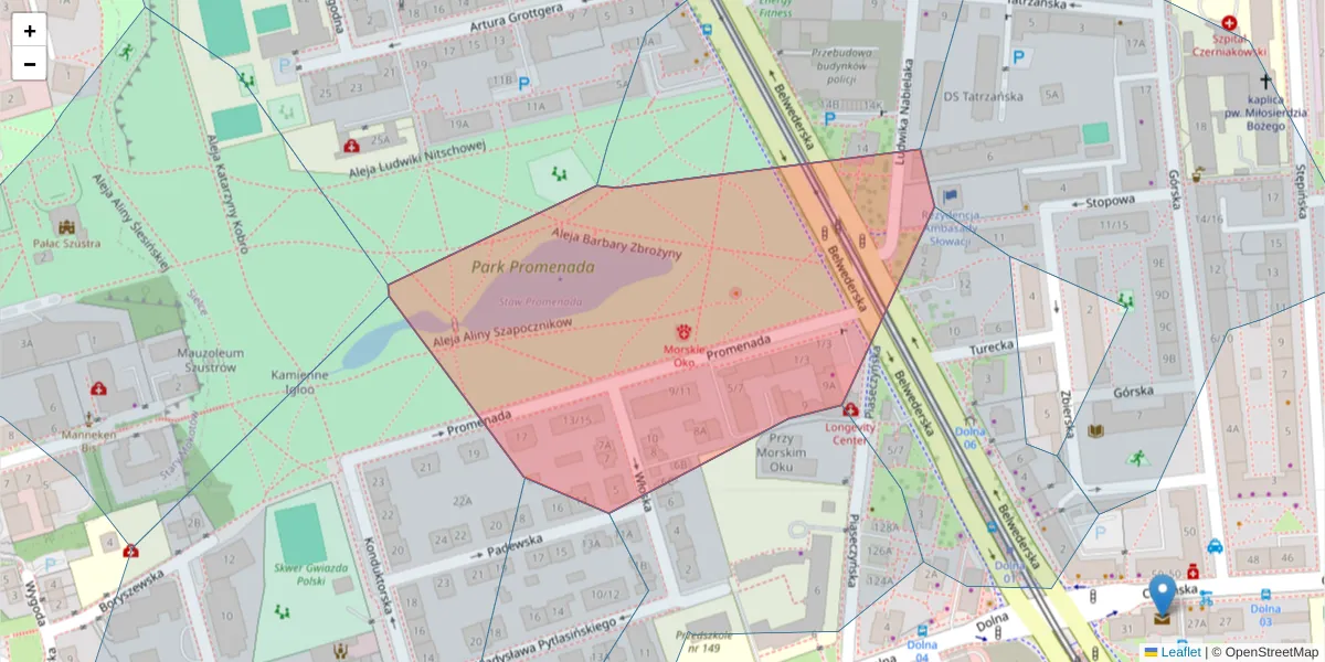 Szczegółowa mapa kodu pocztowego 00-778 z granicami, sąsiednimi kodami pocztowymi i urzędami pocztowymi