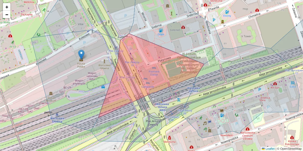Szczegółowa mapa kodu pocztowego 00-811 z granicami, sąsiednimi kodami pocztowymi i urzędami pocztowymi