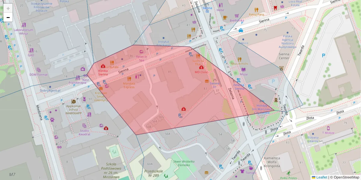 Szczegółowa mapa kodu pocztowego 00-817 z granicami, sąsiednimi kodami pocztowymi i urzędami pocztowymi