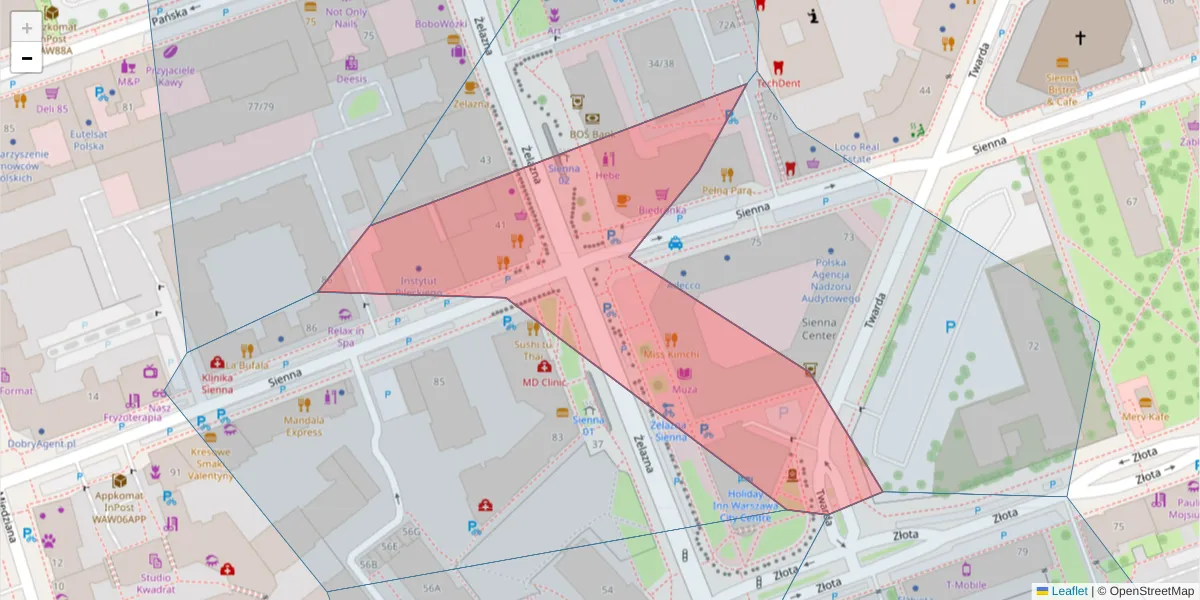 Szczegółowa mapa kodu pocztowego 00-832 z granicami, sąsiednimi kodami pocztowymi i urzędami pocztowymi