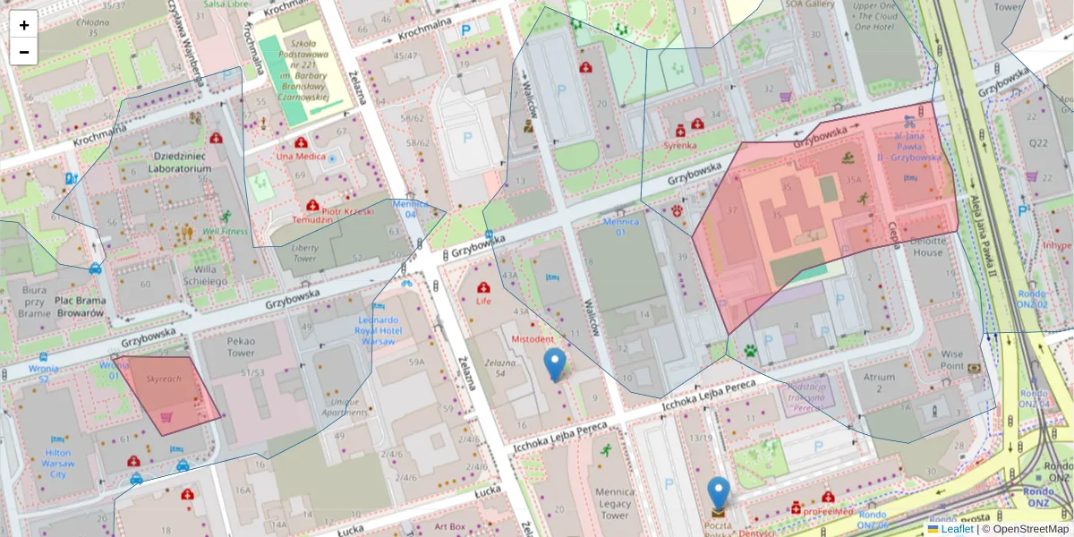 Szczegółowa mapa kodu pocztowego 00-855 z granicami, sąsiednimi kodami pocztowymi i urzędami pocztowymi