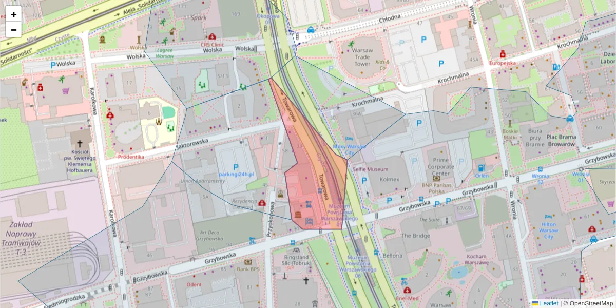 Szczegółowa mapa kodu pocztowego 00-869 z granicami, sąsiednimi kodami pocztowymi i urzędami pocztowymi