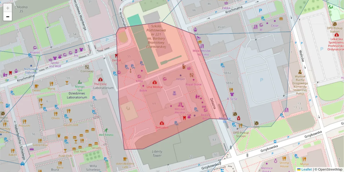 Szczegółowa mapa kodu pocztowego 00-871 z granicami, sąsiednimi kodami pocztowymi i urzędami pocztowymi