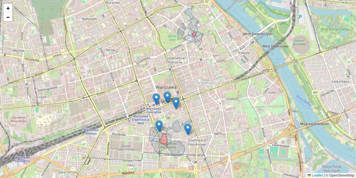 Szczegółowa mapa kodu pocztowego 00-911 z granicami, sąsiednimi kodami pocztowymi i urzędami pocztowymi