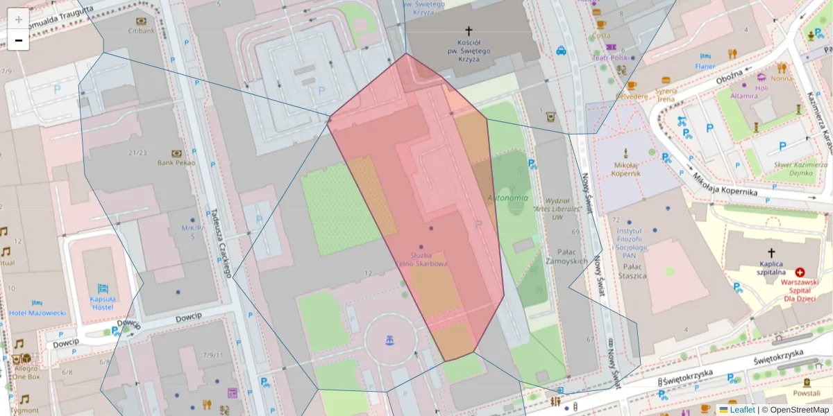 Szczegółowa mapa kodu pocztowego 00-916 z granicami, sąsiednimi kodami pocztowymi i urzędami pocztowymi