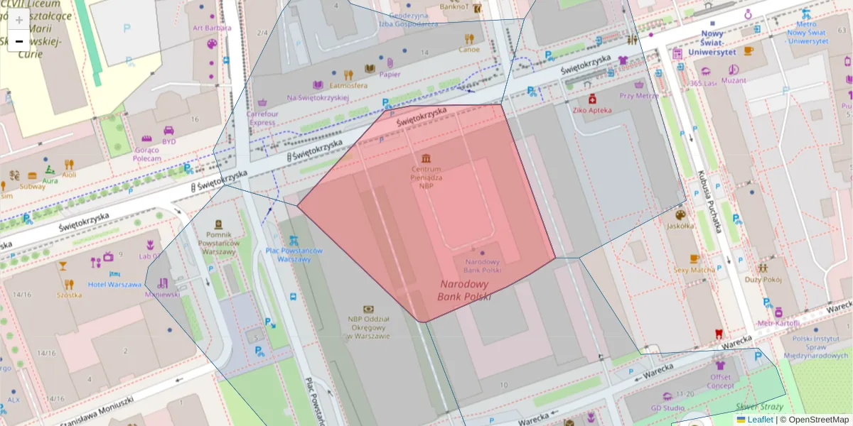 Szczegółowa mapa kodu pocztowego 00-919 z granicami, sąsiednimi kodami pocztowymi i urzędami pocztowymi