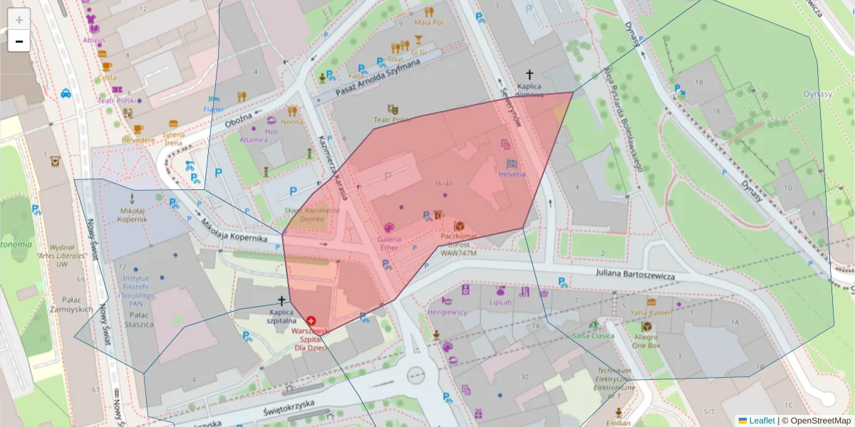 Szczegółowa mapa kodu pocztowego 00-924 z granicami, sąsiednimi kodami pocztowymi i urzędami pocztowymi