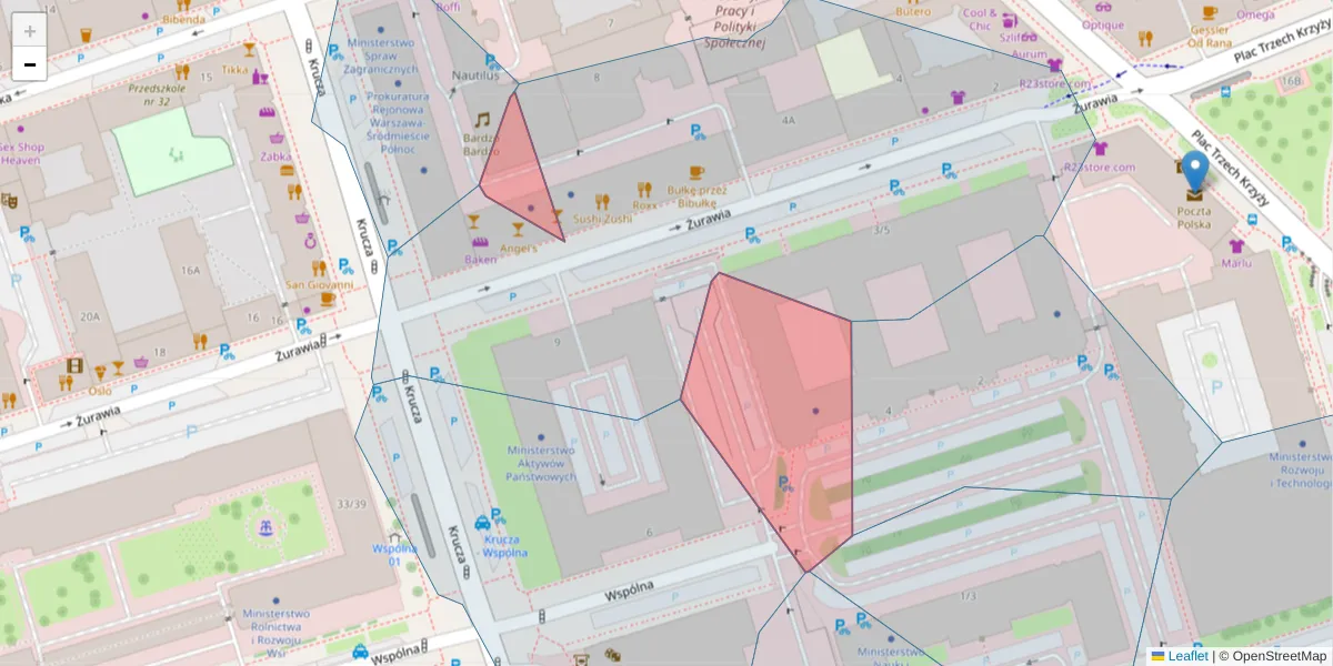 Szczegółowa mapa kodu pocztowego 00-926 z granicami, sąsiednimi kodami pocztowymi i urzędami pocztowymi
