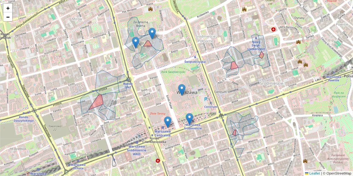 Szczegółowa mapa kodu pocztowego 00-950 z granicami, sąsiednimi kodami pocztowymi i urzędami pocztowymi