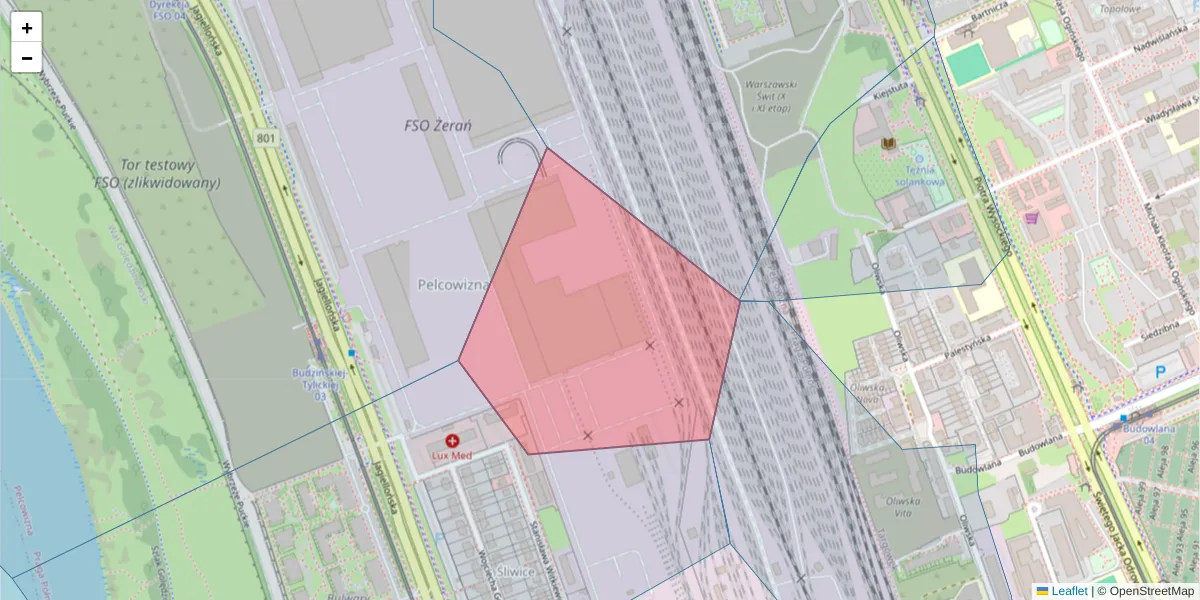 Szczegółowa mapa kodu pocztowego 00-992 z granicami, sąsiednimi kodami pocztowymi i urzędami pocztowymi
