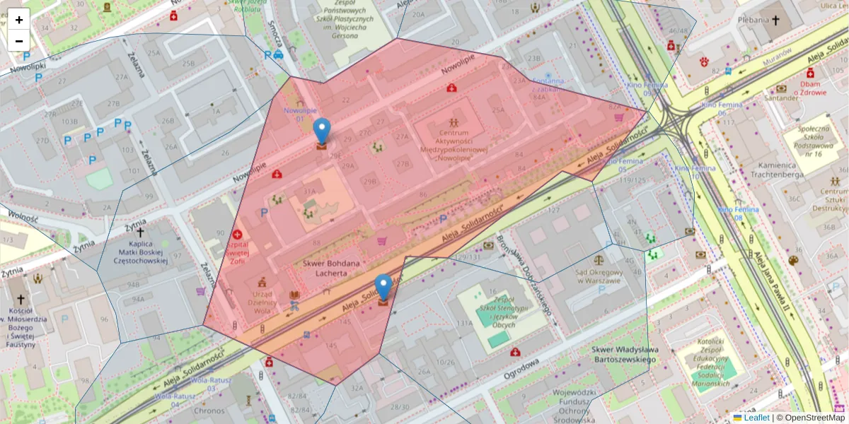 Szczegółowa mapa kodu pocztowego 01-003 z granicami, sąsiednimi kodami pocztowymi i urzędami pocztowymi