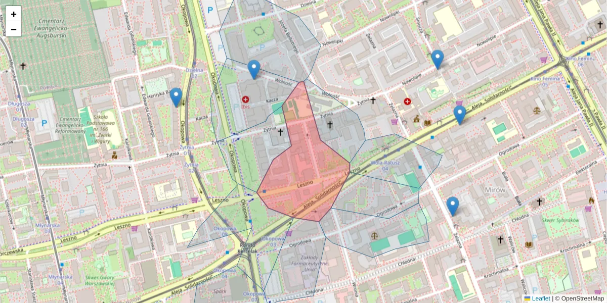 Szczegółowa mapa kodu pocztowego 01-015 z granicami, sąsiednimi kodami pocztowymi i urzędami pocztowymi