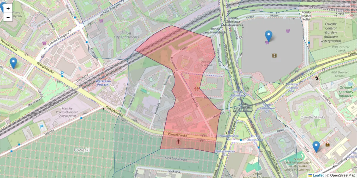 Szczegółowa mapa kodu pocztowego 01-066 z granicami, sąsiednimi kodami pocztowymi i urzędami pocztowymi