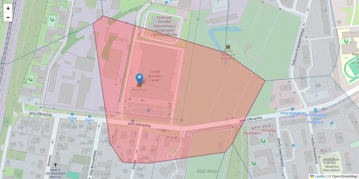 Szczegółowa mapa kodu pocztowego 01-102 z granicami, sąsiednimi kodami pocztowymi i urzędami pocztowymi