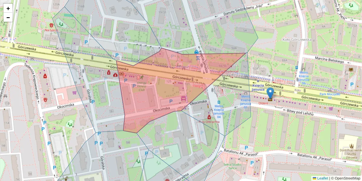 Szczegółowa mapa kodu pocztowego 01-109 z granicami, sąsiednimi kodami pocztowymi i urzędami pocztowymi
