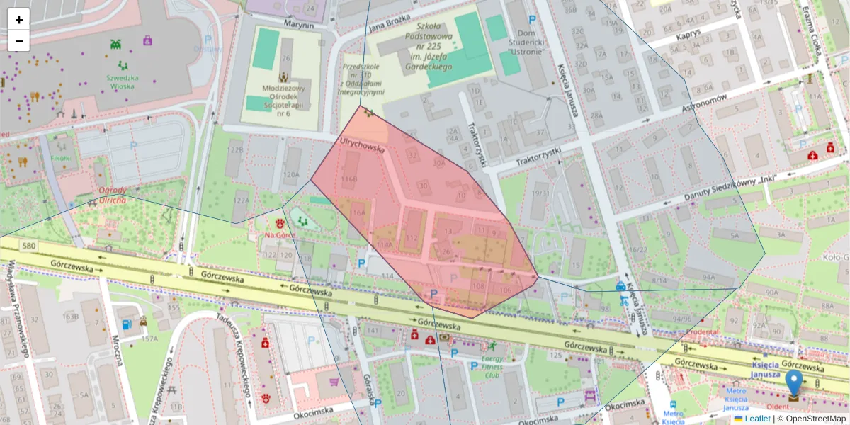 Szczegółowa mapa kodu pocztowego 01-110 z granicami, sąsiednimi kodami pocztowymi i urzędami pocztowymi
