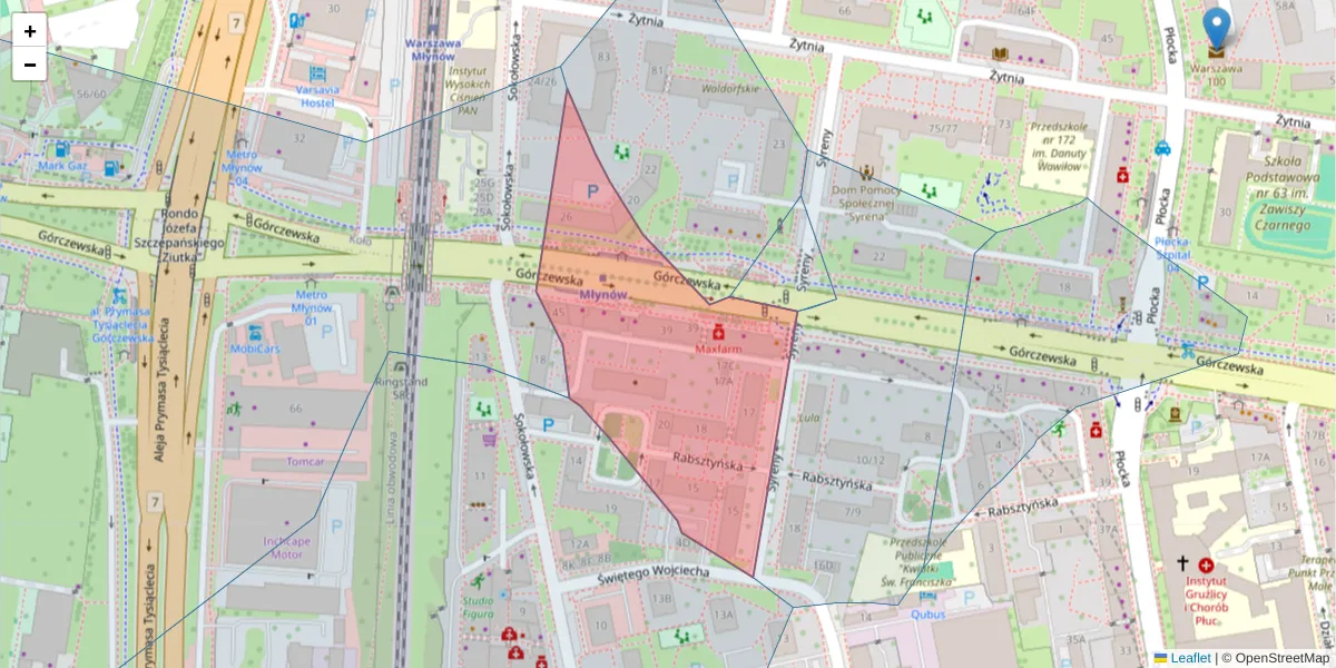 Szczegółowa mapa kodu pocztowego 01-144 z granicami, sąsiednimi kodami pocztowymi i urzędami pocztowymi