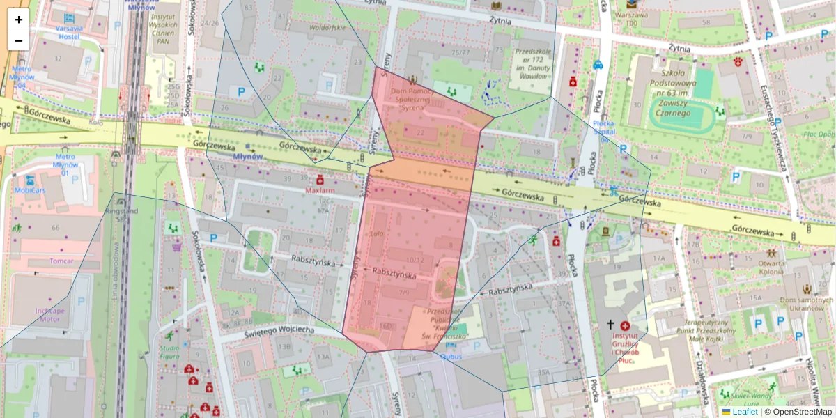 Szczegółowa mapa kodu pocztowego 01-147 z granicami, sąsiednimi kodami pocztowymi i urzędami pocztowymi