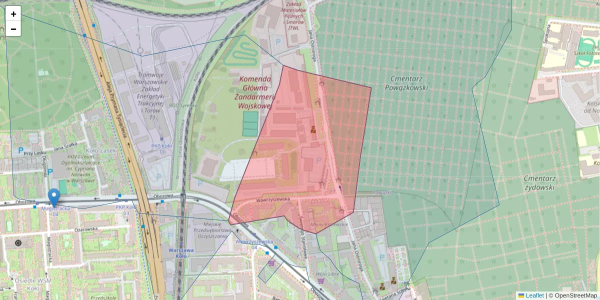 Szczegółowa mapa kodu pocztowego 01-162 z granicami, sąsiednimi kodami pocztowymi i urzędami pocztowymi