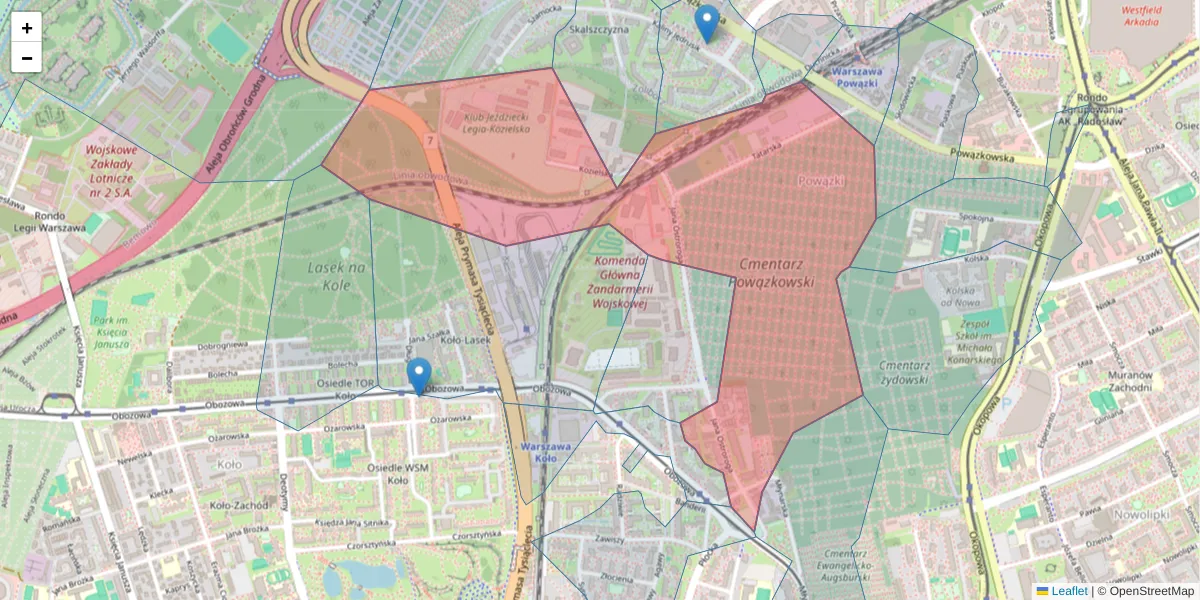 Szczegółowa mapa kodu pocztowego 01-163 z granicami, sąsiednimi kodami pocztowymi i urzędami pocztowymi