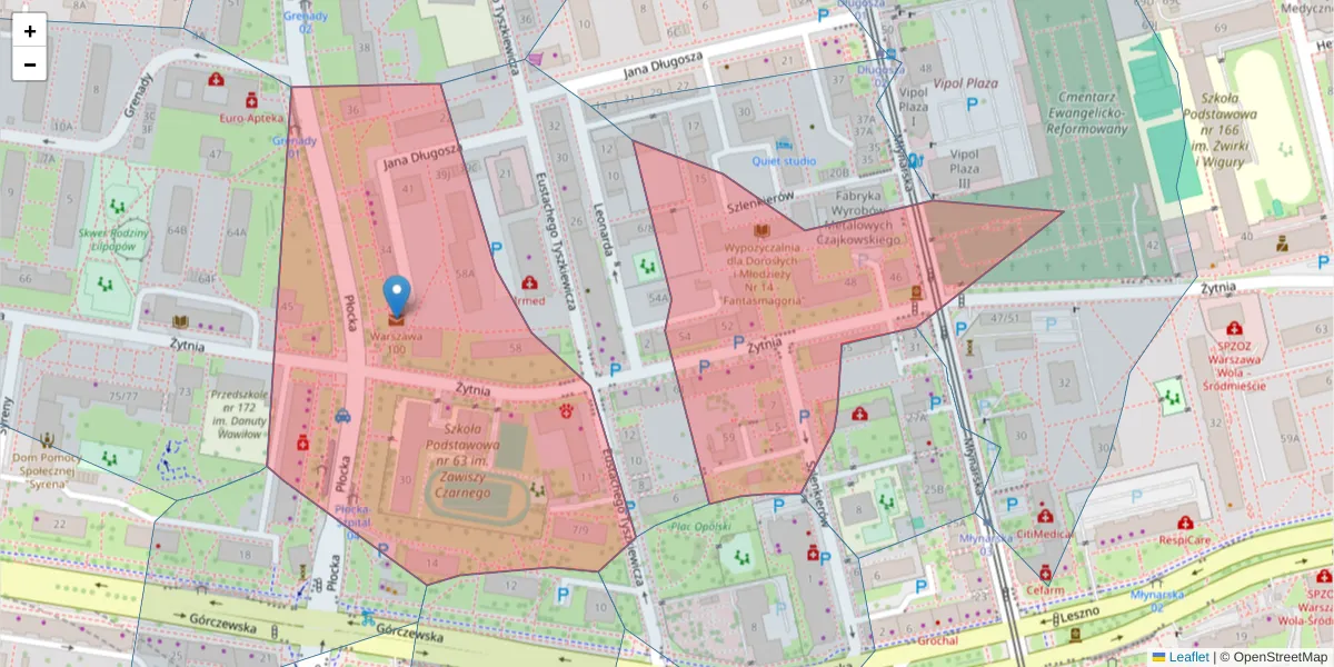 Szczegółowa mapa kodu pocztowego 01-179 z granicami, sąsiednimi kodami pocztowymi i urzędami pocztowymi