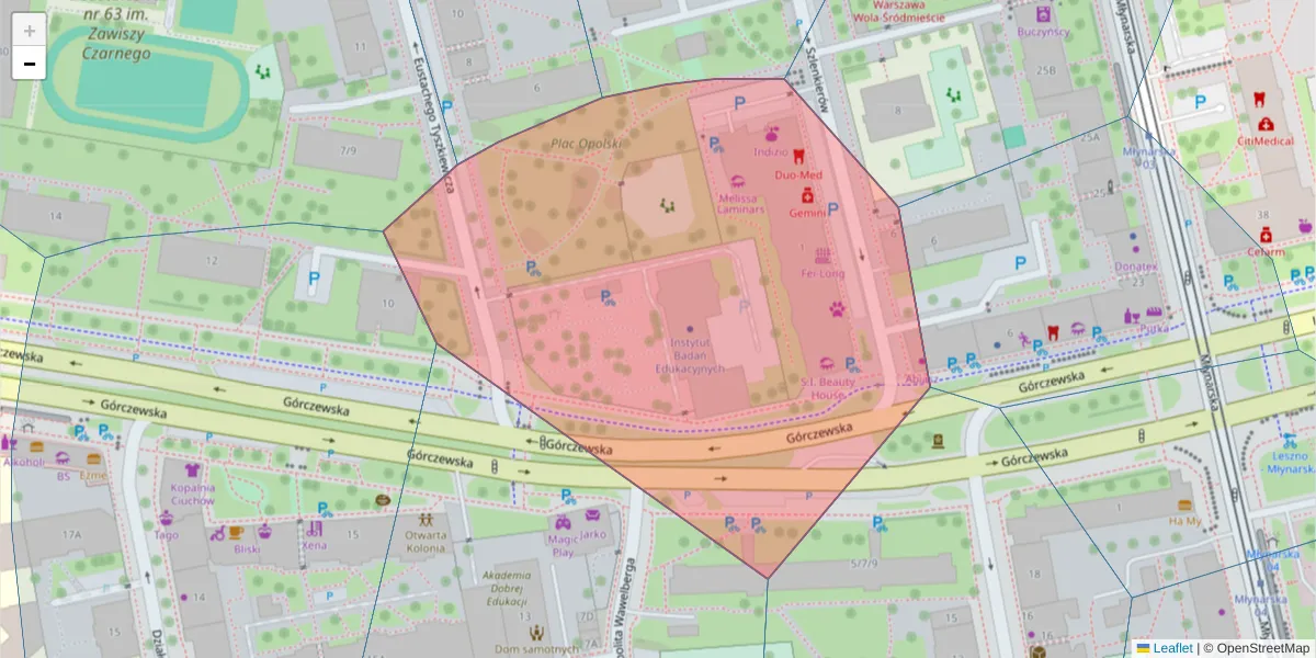 Szczegółowa mapa kodu pocztowego 01-180 z granicami, sąsiednimi kodami pocztowymi i urzędami pocztowymi
