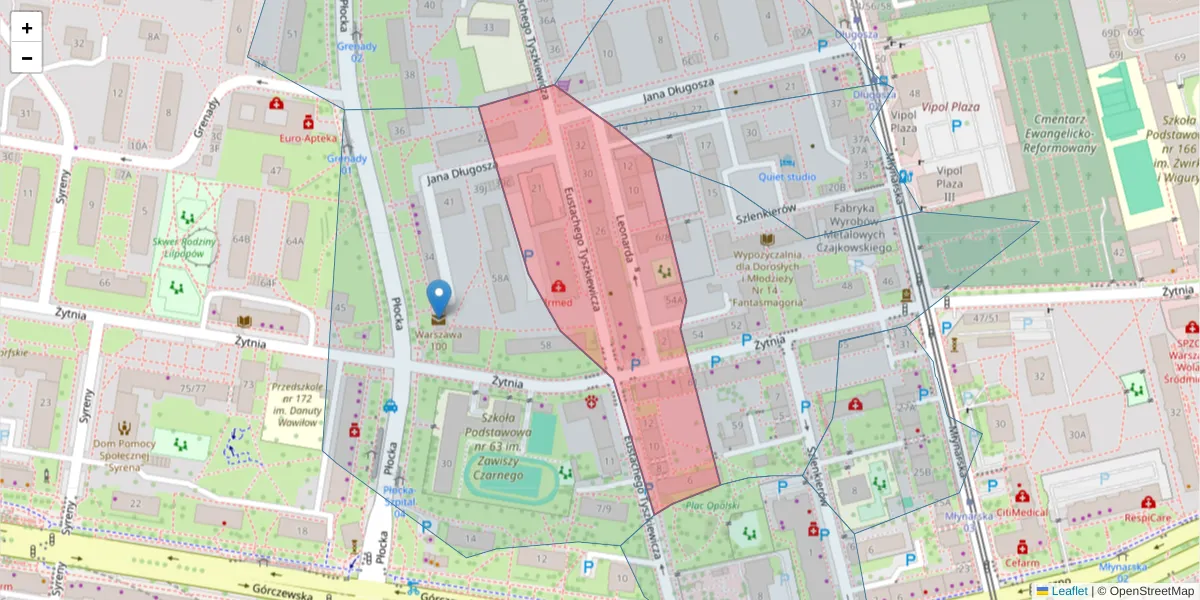 Szczegółowa mapa kodu pocztowego 01-182 z granicami, sąsiednimi kodami pocztowymi i urzędami pocztowymi