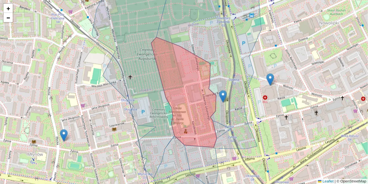 Szczegółowa mapa kodu pocztowego 01-190 z granicami, sąsiednimi kodami pocztowymi i urzędami pocztowymi