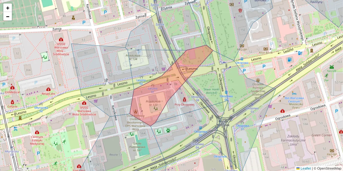 Szczegółowa mapa kodu pocztowego 01-192 z granicami, sąsiednimi kodami pocztowymi i urzędami pocztowymi