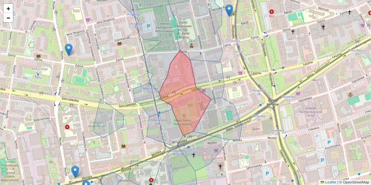 Szczegółowa mapa kodu pocztowego 01-199 z granicami, sąsiednimi kodami pocztowymi i urzędami pocztowymi