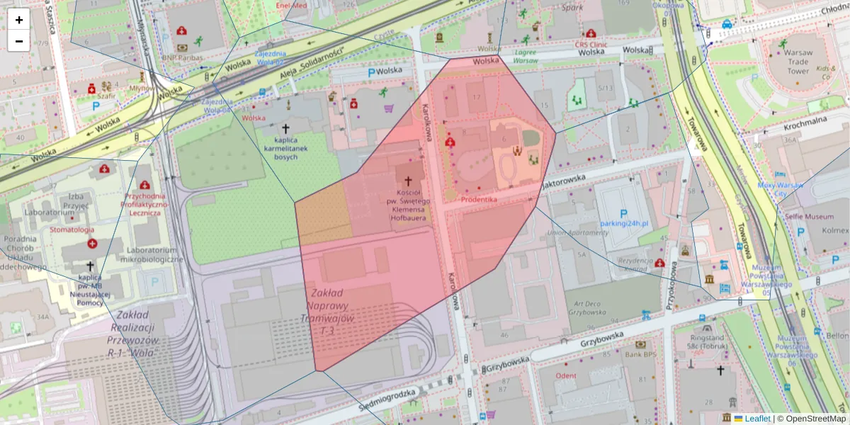 Szczegółowa mapa kodu pocztowego 01-203 z granicami, sąsiednimi kodami pocztowymi i urzędami pocztowymi