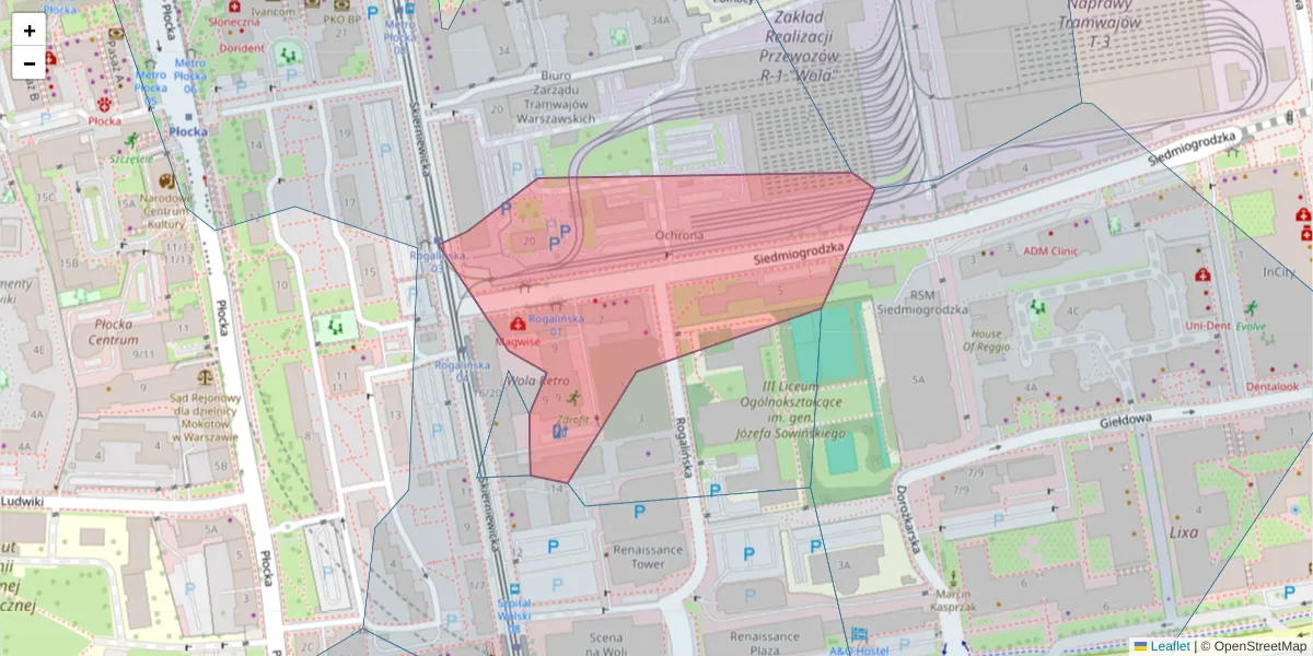 Szczegółowa mapa kodu pocztowego 01-204 z granicami, sąsiednimi kodami pocztowymi i urzędami pocztowymi