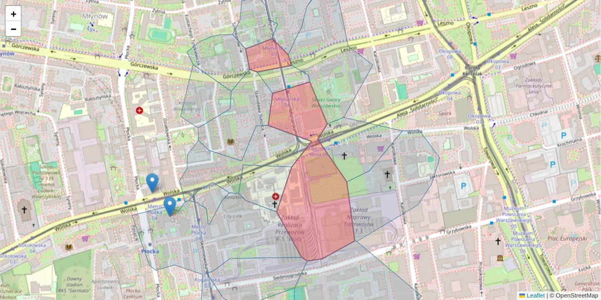 Szczegółowa mapa kodu pocztowego 01-205 z granicami, sąsiednimi kodami pocztowymi i urzędami pocztowymi