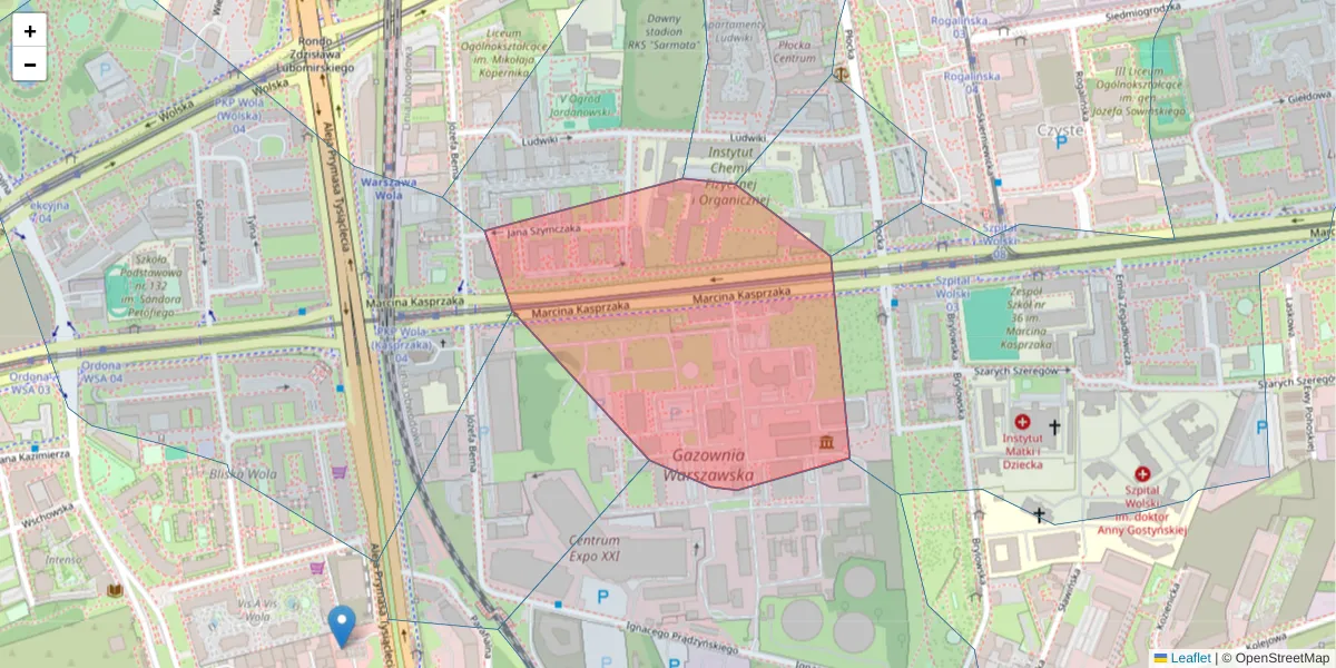 Szczegółowa mapa kodu pocztowego 01-224 z granicami, sąsiednimi kodami pocztowymi i urzędami pocztowymi